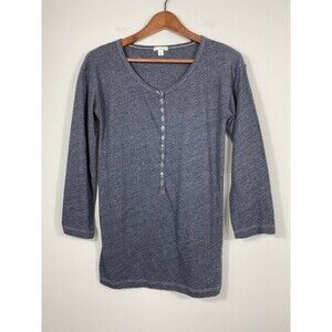 GAP Gray Henley Top Long Sleeve Button Front Soft Knit Shirt Size M